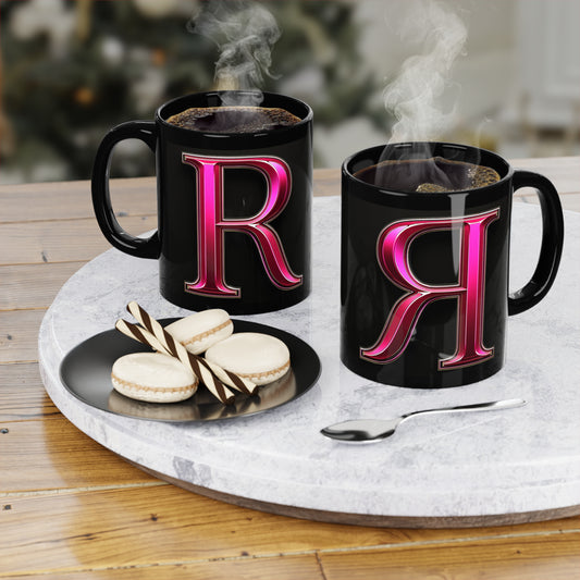 "PinkLady's" "R' Coffee Mug - 11oz Black Ceramic Cup