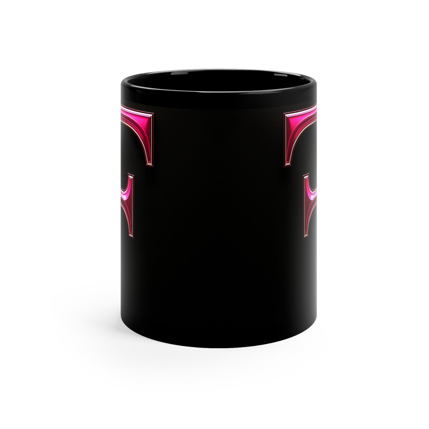 "PinkLady's" 'F' Coffee Mug - 11oz Black Ceramic Cup