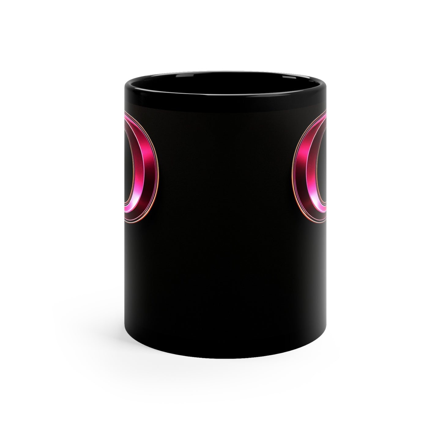 "PinkLady's" 'P' Coffee Mug - 11oz Black Ceramic Cup