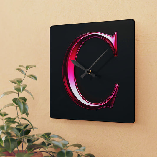 PinkLady's 'C' Acrylic Wall Clock