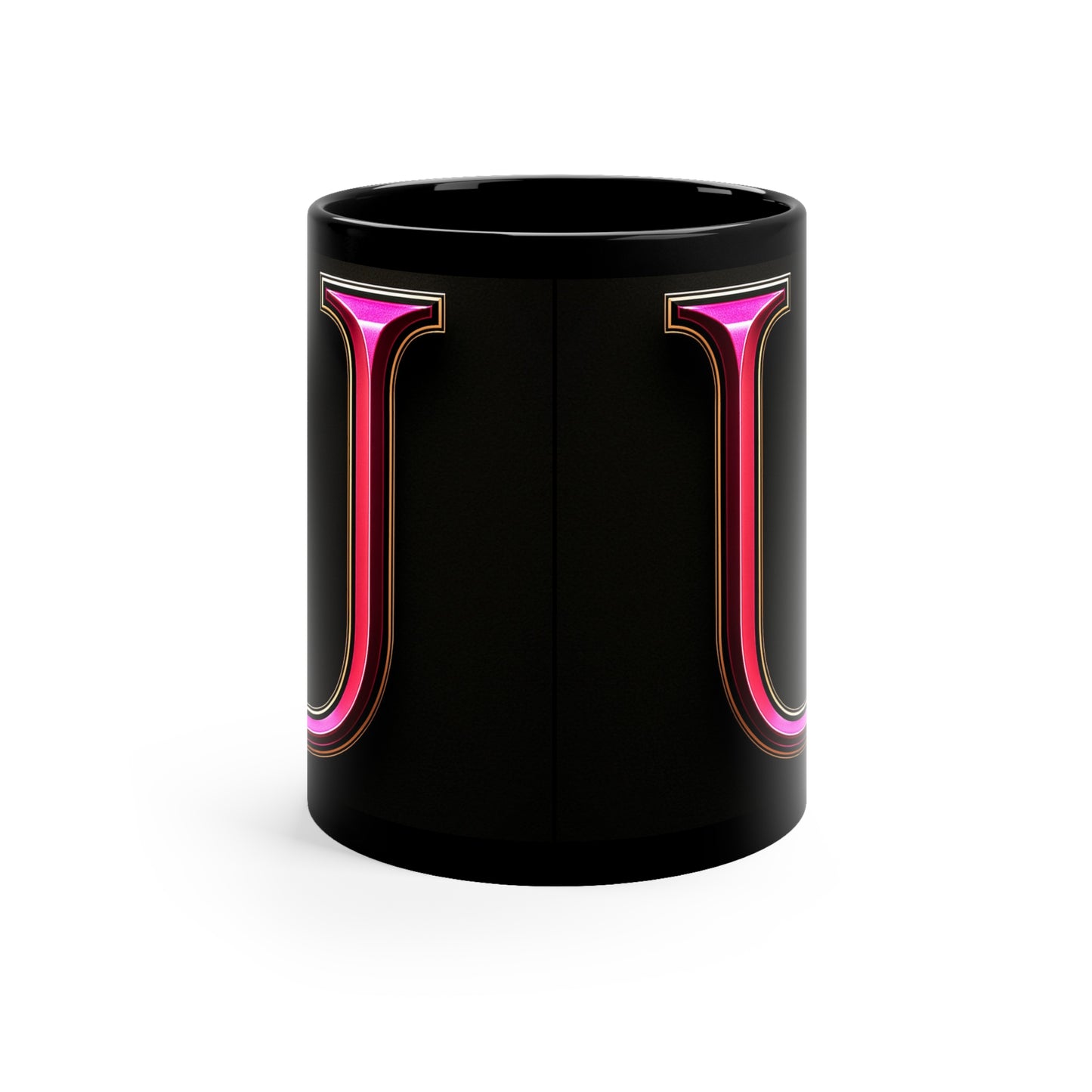 "PinkLady's" 'U' Coffee Mug - 11oz Black Ceramic Cup