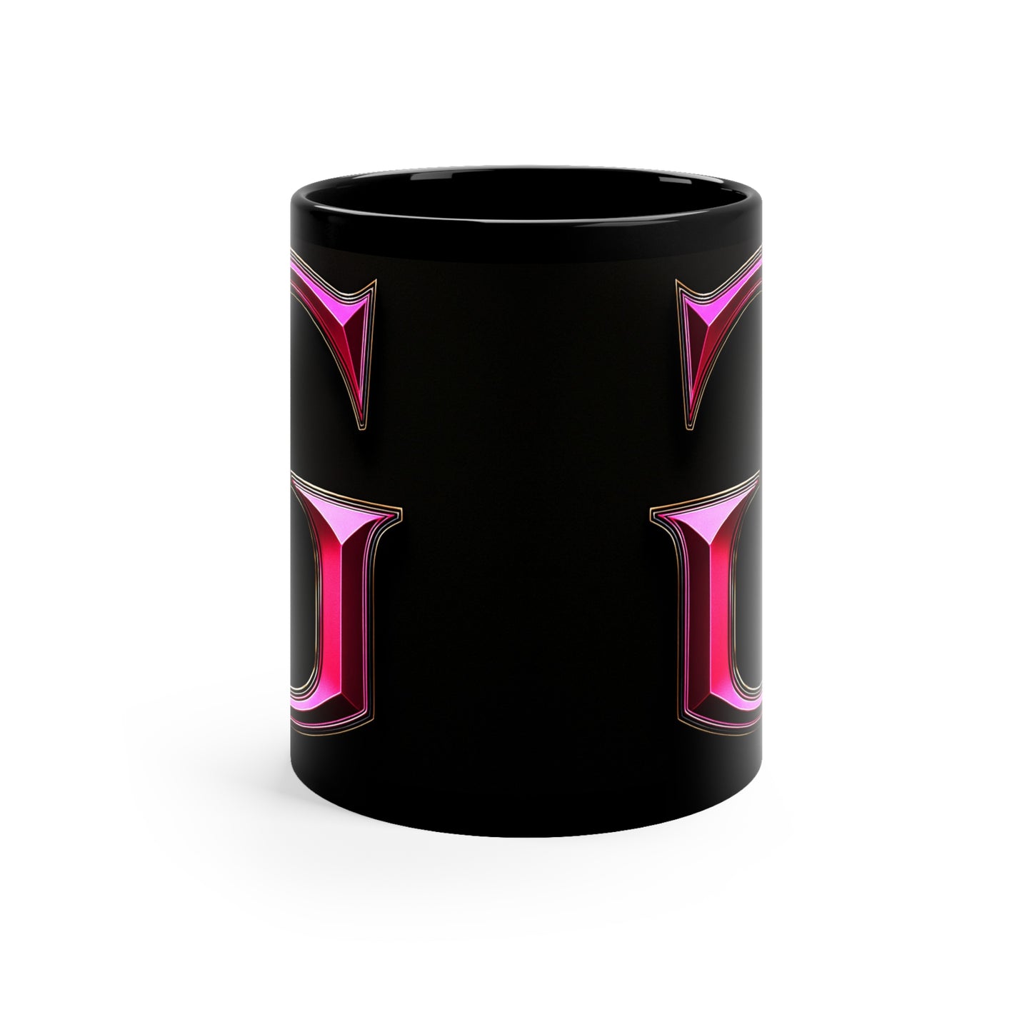 "PinkLady's" 'G' Coffee Mug - 11oz Black Ceramic Cup