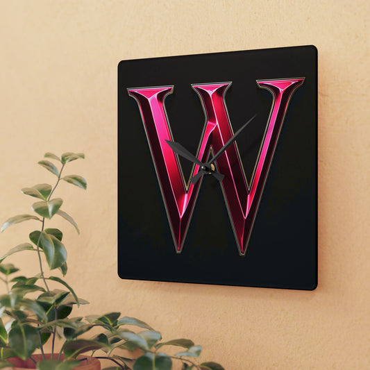 "PinkLady's" 'W" Acrylic Wall Clock