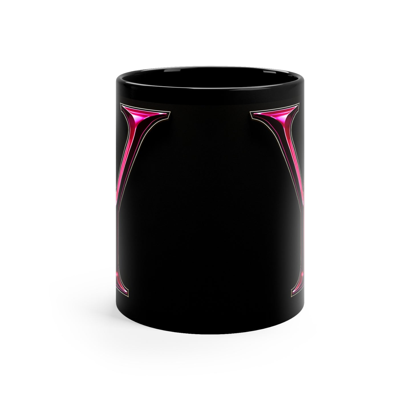 "PinkLady's" 'Y' Coffee Mug - 11oz Black Ceramic Cup
