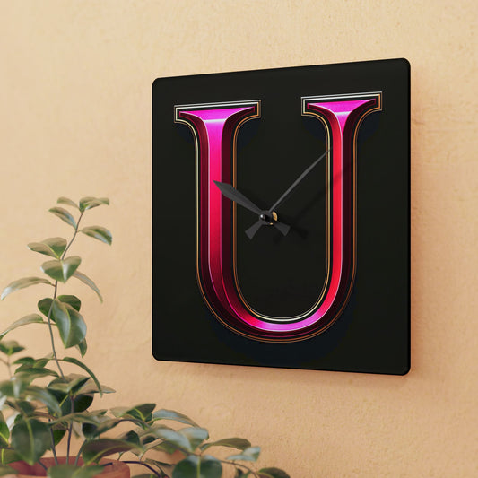 "PinkLady's" 'U" Acrylic Wall Clock