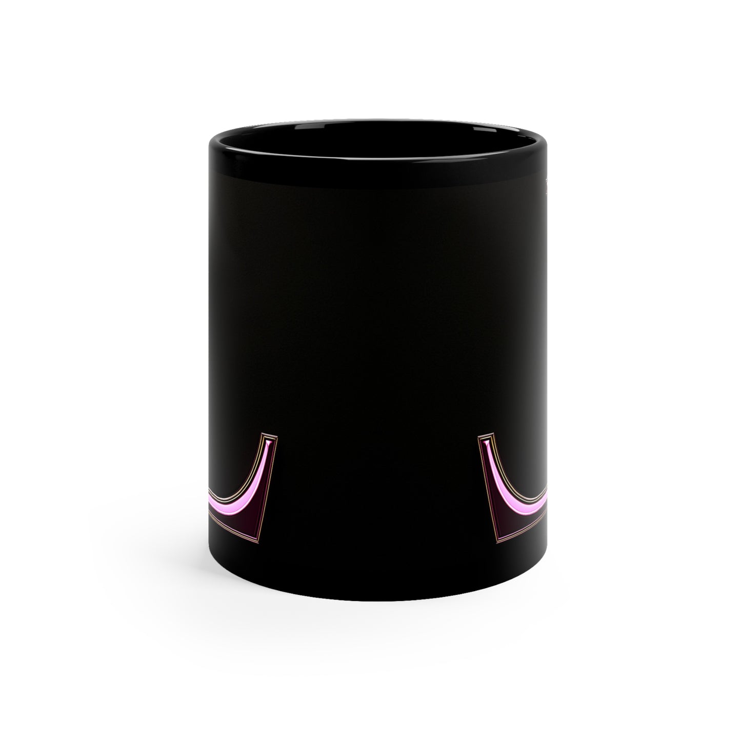 "PinkLady's" 'L' Coffee Mug - 11oz Black Ceramic Cup