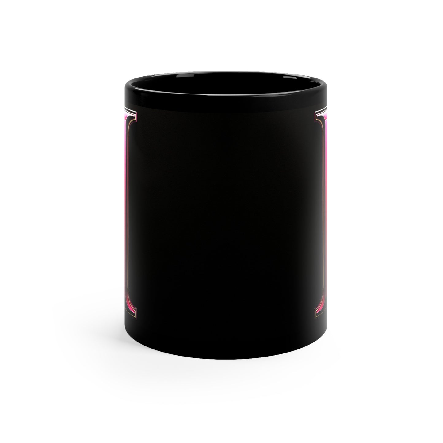 "PinkLady's" 'I' Coffee Mug - 11oz Black Ceramic Cup