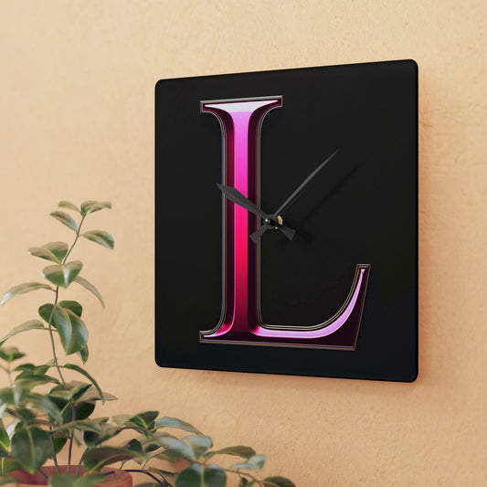 "PinkLady's" 'L' Acrylic Wall Clock
