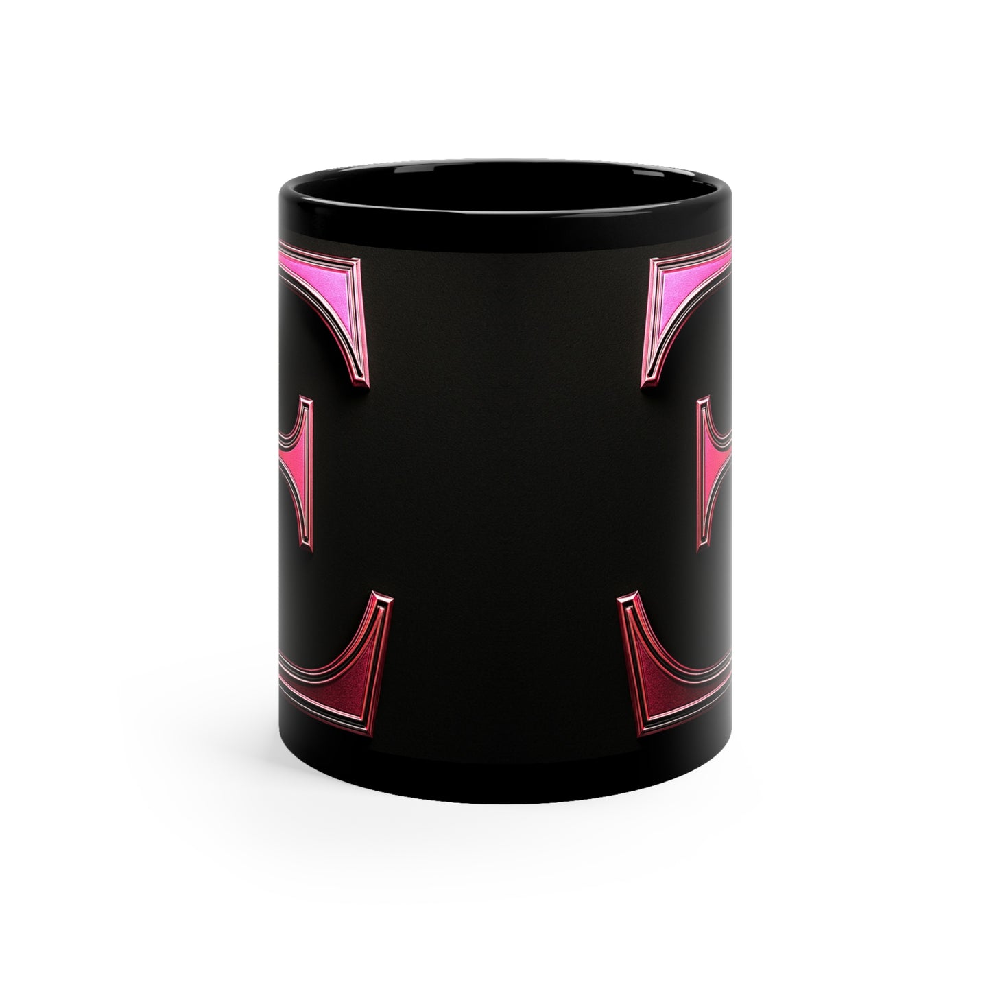 "PinkLady's" 'E' Coffee Mug - 11oz Black Ceramic Cup