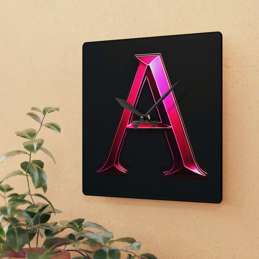 PinkLady's 'A' Acrylic Wall Clock