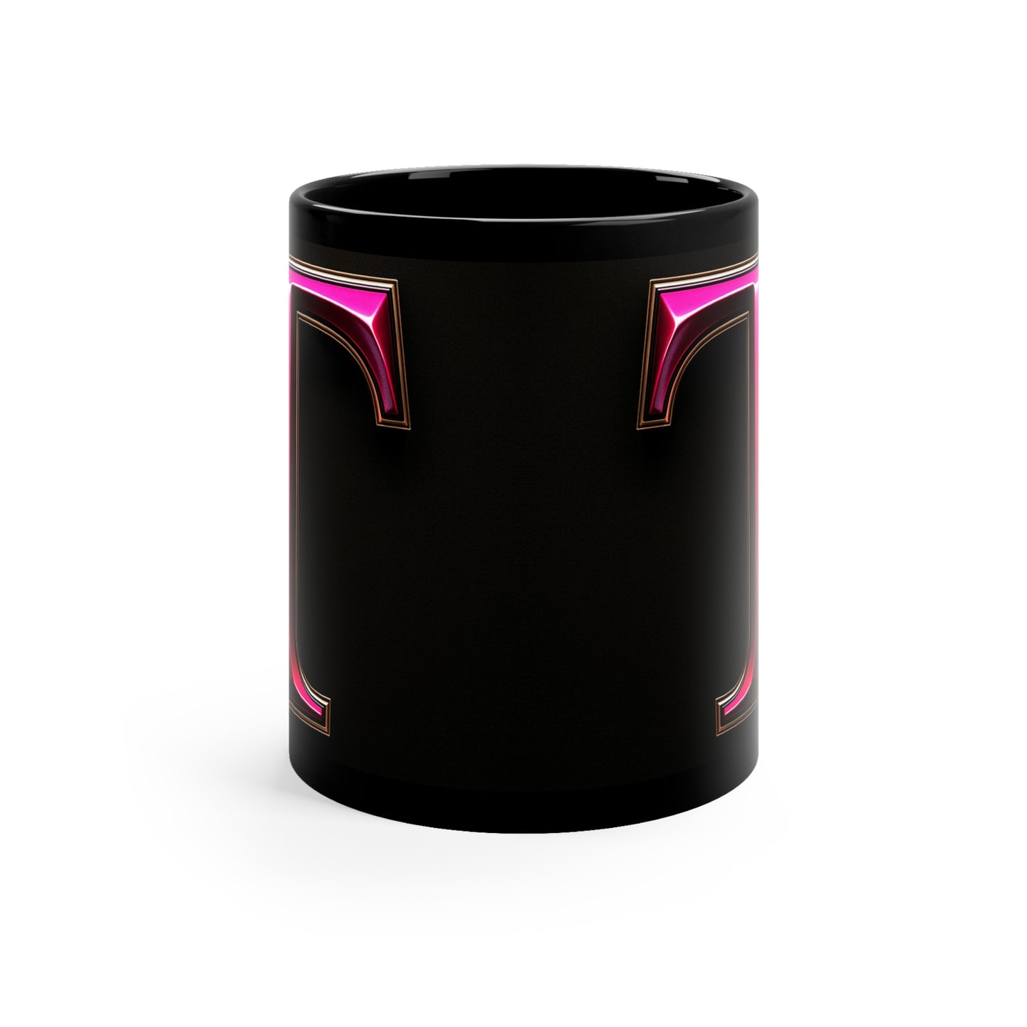 "PinkLady's" 'T' Coffee Mug - 11oz Black Ceramic Cup