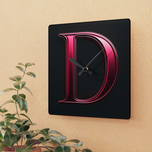 PinkLady's 'D' Acrylic Wall Clock