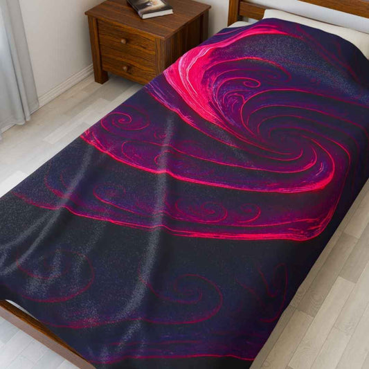 Winsome realms plush blanket with magenta whirlpool abstract art $35 to $75
