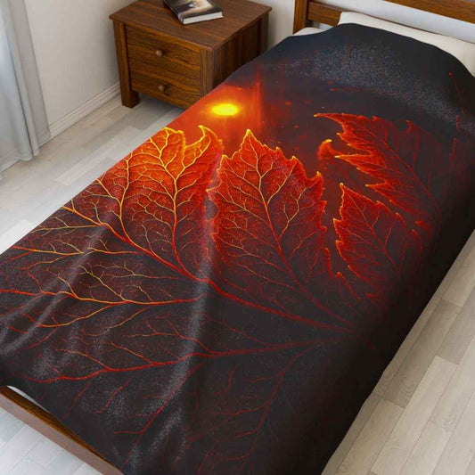 Cozy Enkindled Leaf Plush Blanket - The Winsome Realms