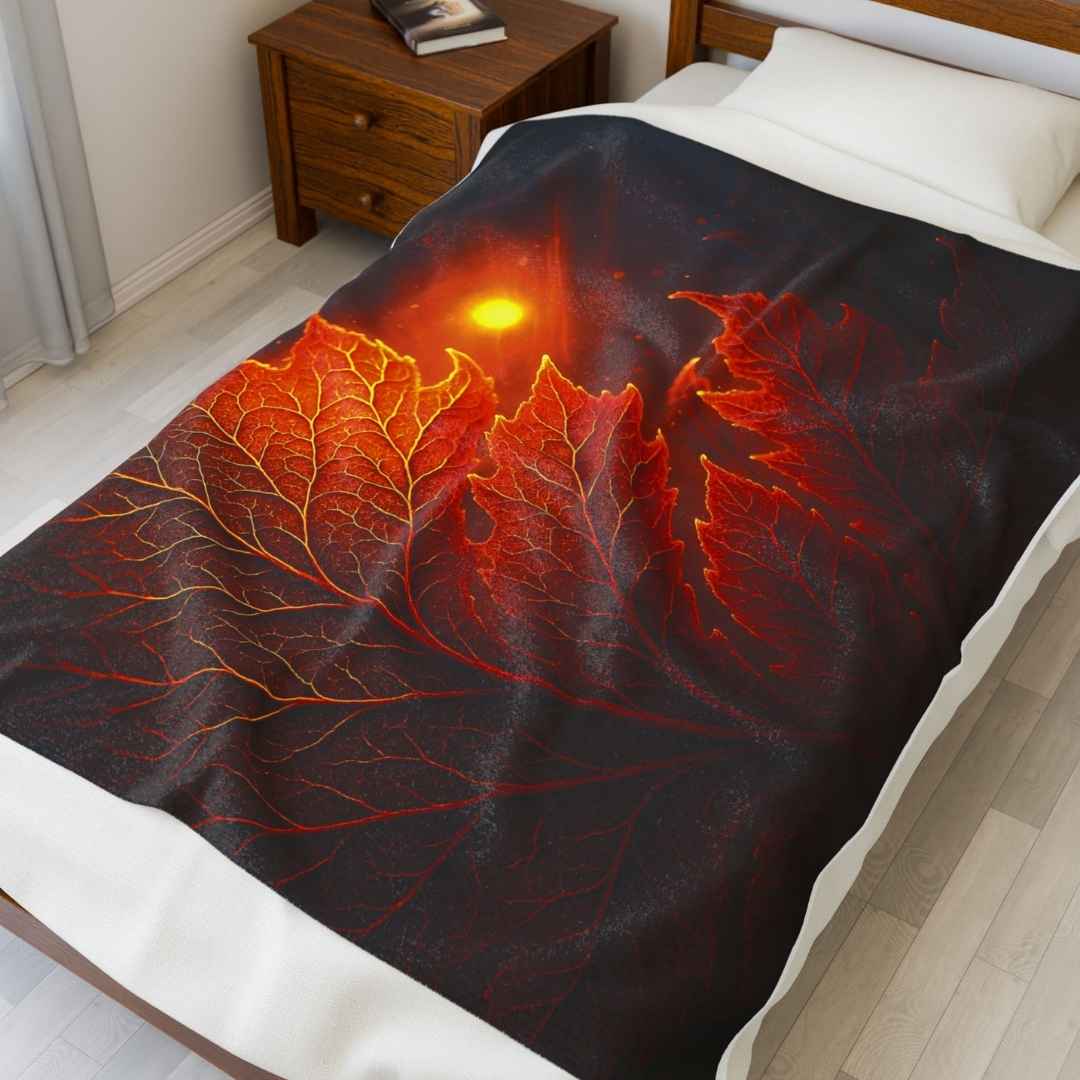 Cozy Enkindled Leaf Plush Blanket - The Winsome Realms