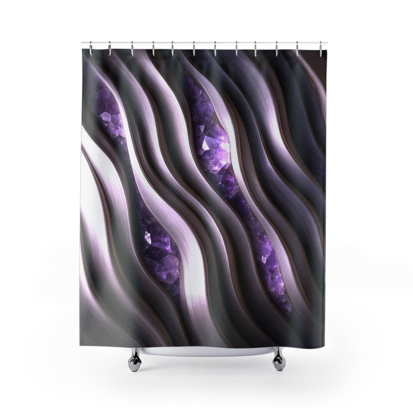 "Amethyst Emergence" Birthstones Collection Shower Curtain - Winsome Realms