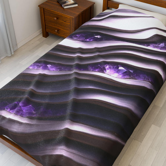 "Amethyst in Platinum Waves" Birthstones Collection Plush Blanket - Winsome Realms
