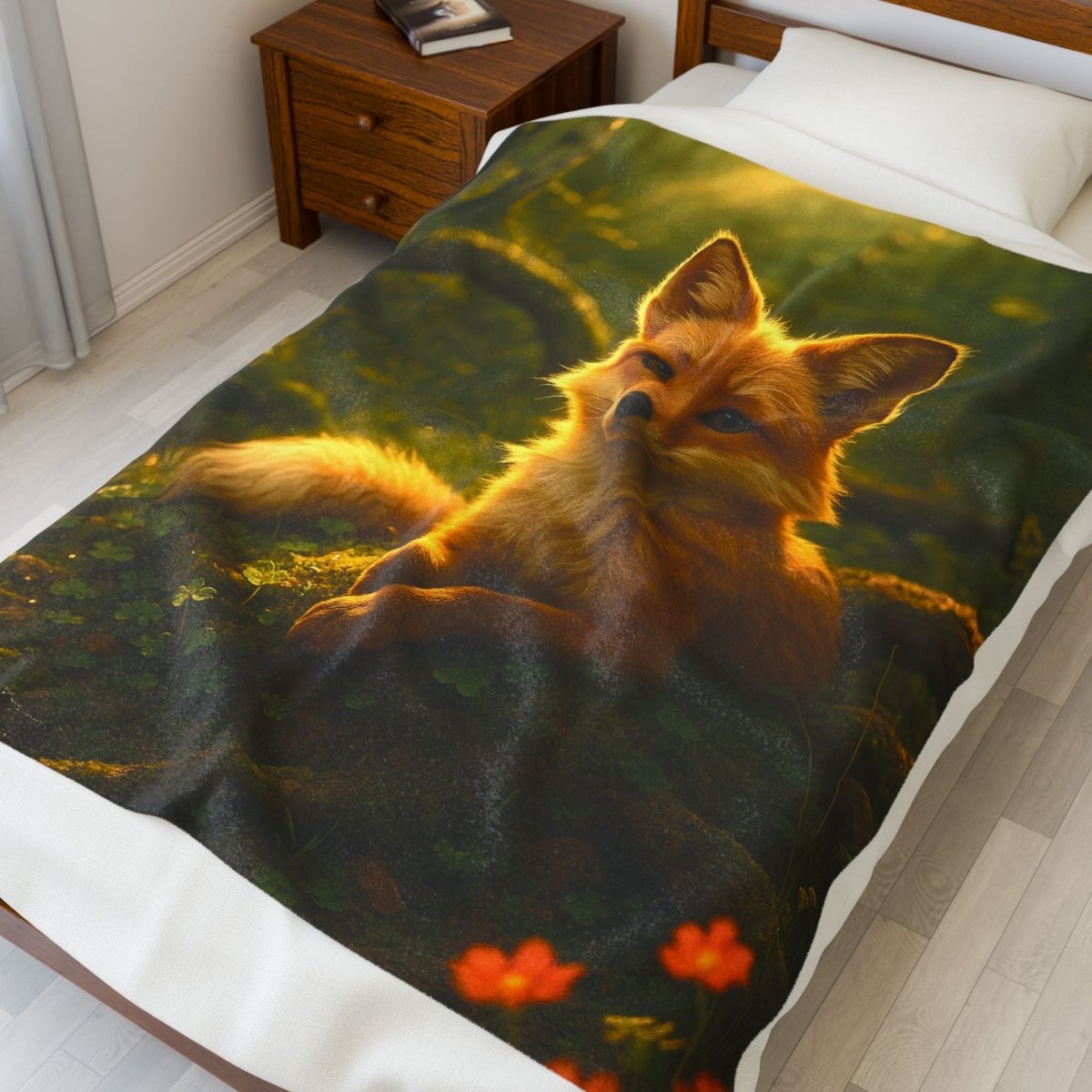 Cozy Charming Fox Velveteen Plush Blanket - Winsome Realms - Winsome Realms