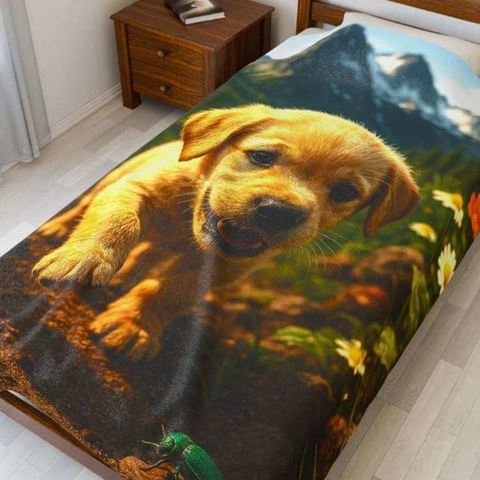 Cozy Plush Blanket — Golden Puppy | Winsome Realms - Winsome Realms