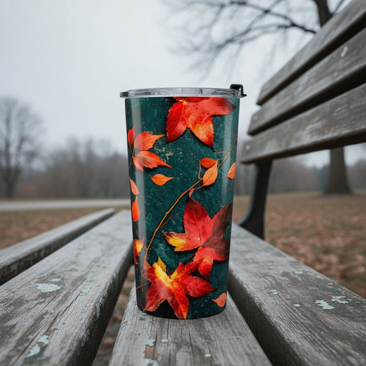 Orange Autumn Leaves 20oz Insulated Tumbler | Winsome Realms - Winsome Realms