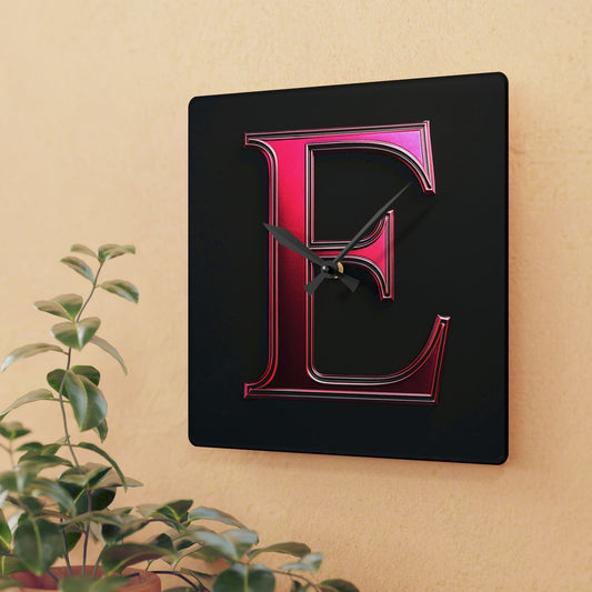 "PinkLady's" 'E' Acrylic Wall Clock - Winsome Realms