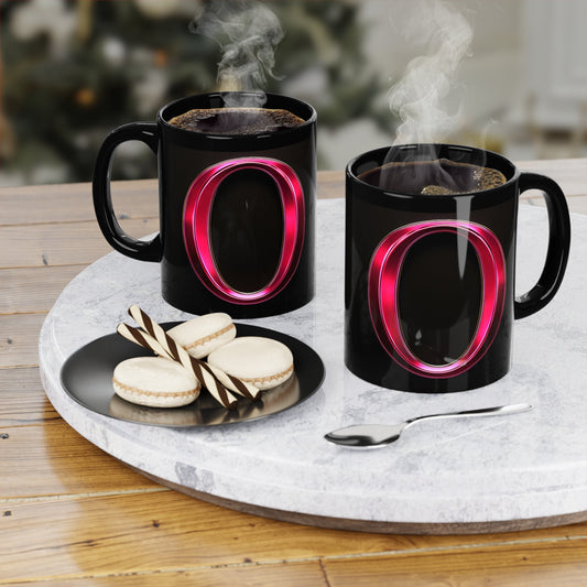 "PinkLady's" 'O' Coffee Mug - 11oz Black Ceramic Cup - Winsome Realms