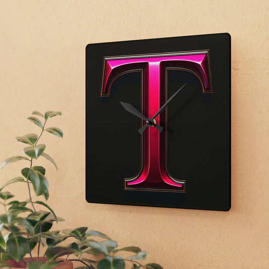 "PinkLady's" 'T" Acrylic Wall Clock - Winsome Realms