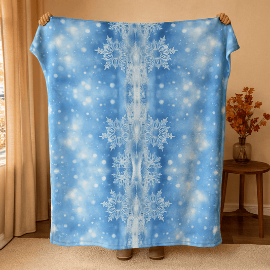 "Snowflakes of Blue" Plush Blanket - Winsome Realms