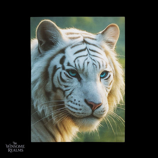 White Tiger Cozy Velveteen Plush Blanket - Winsome Realms