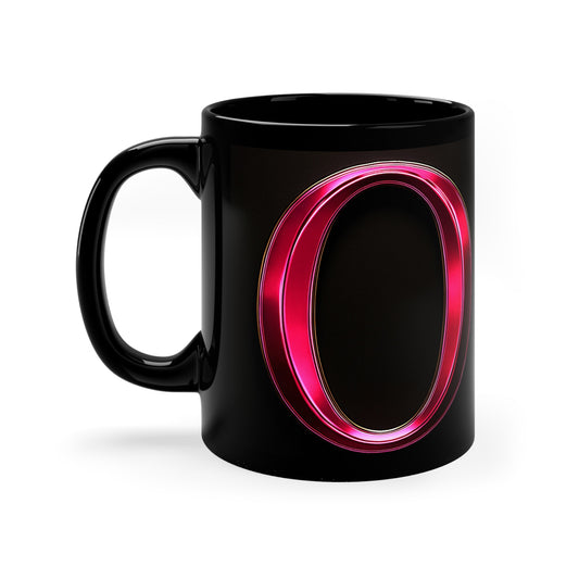 "PinkLady's" 'O' Coffee Mug - 11oz Black Ceramic Cup