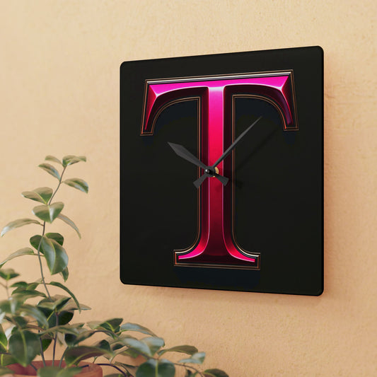 "PinkLady's" 'T" Acrylic Wall Clock