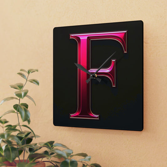 "PinkLady's" 'F' Acrylic Wall Clock