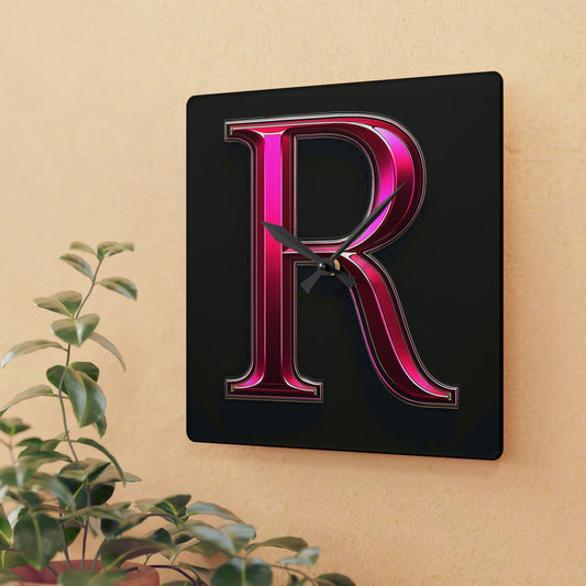 "PinkLady's" 'R" Acrylic Wall Clock