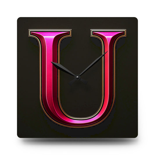 "PinkLady's" 'U" Acrylic Wall Clock