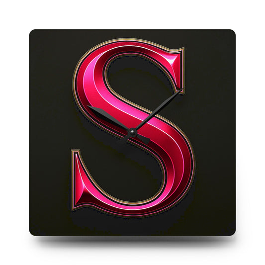 "PinkLady's" 'S" Acrylic Wall Clock