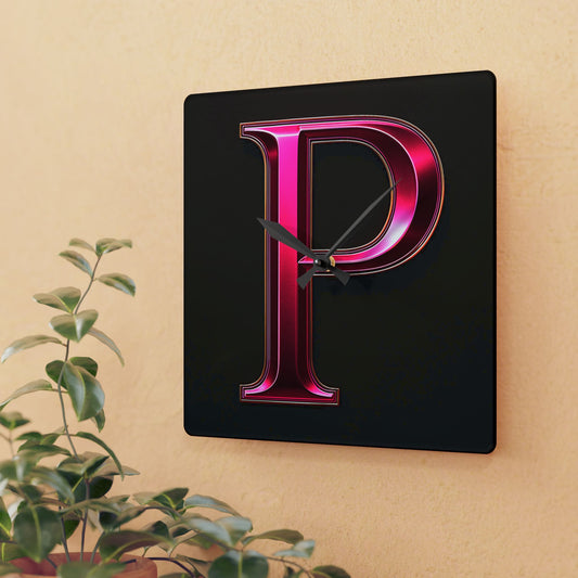 "PinkLady's" 'P" Acrylic Wall Clock