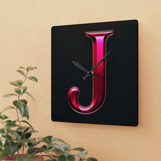 "PinkLady's" 'J' Acrylic Wall Clock