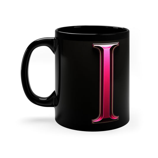 "PinkLady's" 'I' Coffee Mug - 11oz Black Ceramic Cup