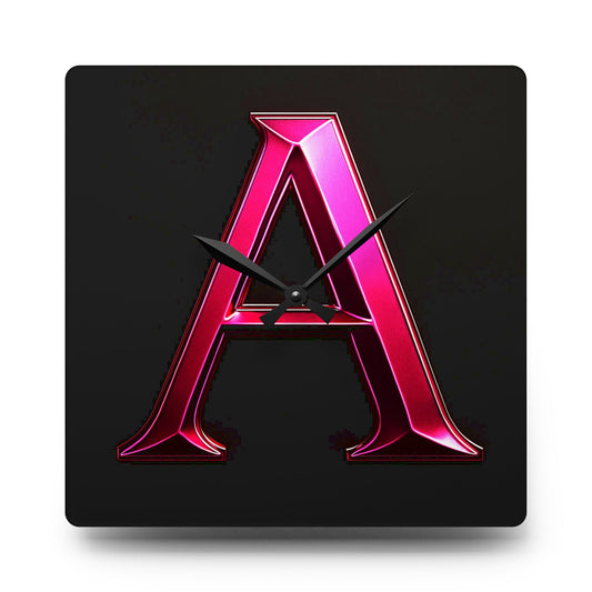 PinkLady's 'A' Acrylic Wall Clock