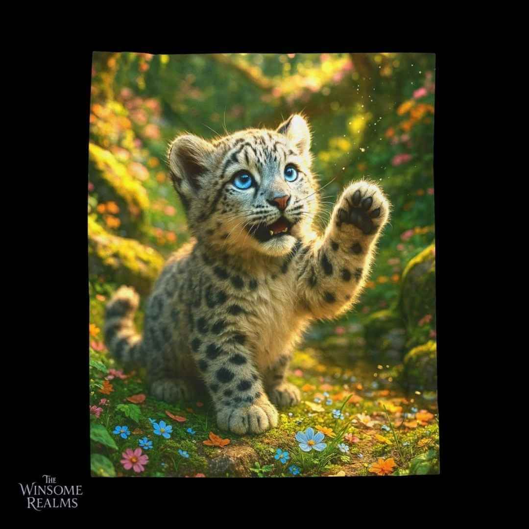 Snow Leopard Cub Plush Throw - Winsome Realms