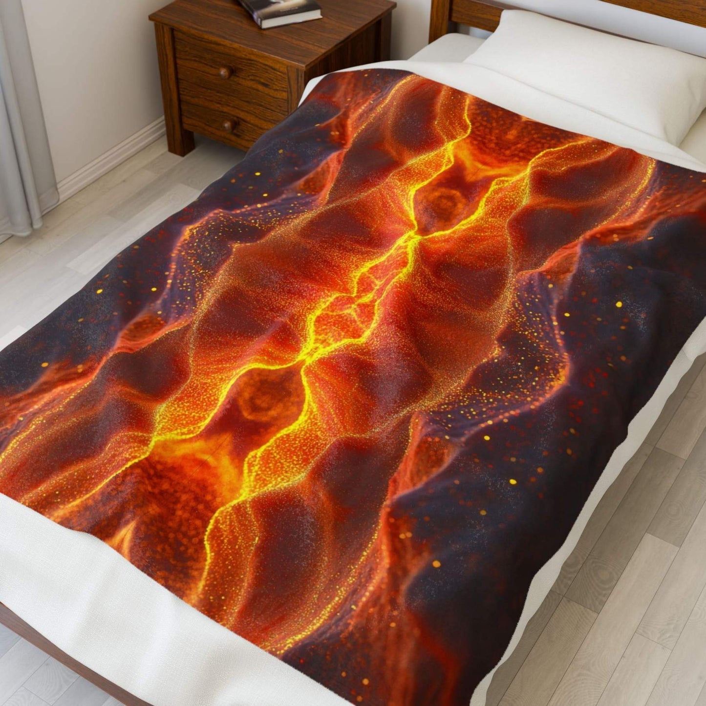 "Ember Dust and Shadow Sparks" Plush Blanket