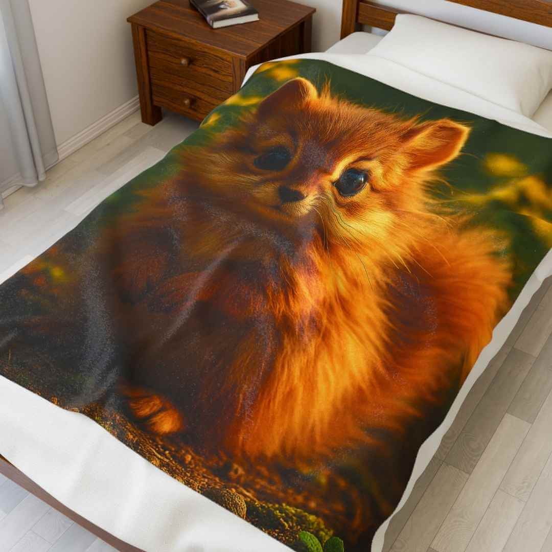 Puffball Chipmunk Cozy Plush Blanket | Winsome Realms