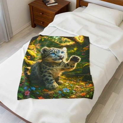 Snow Leopard Cub Plush Throw - Winsome Realms