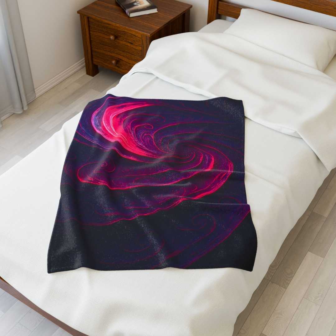 Winsome realms plush blanket with magenta whirlpool abstract art $35 to $75