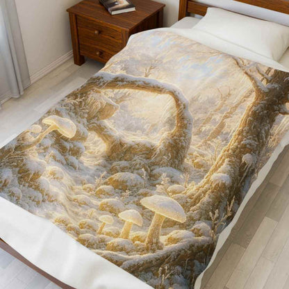 Fantasy Mushroom Forest Plush Blanket