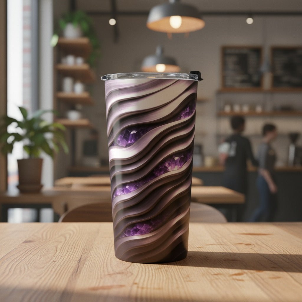 "Amethyst and Platinum" Birthstones Collection 20oz Insulated Tumbler - Winsome Realms