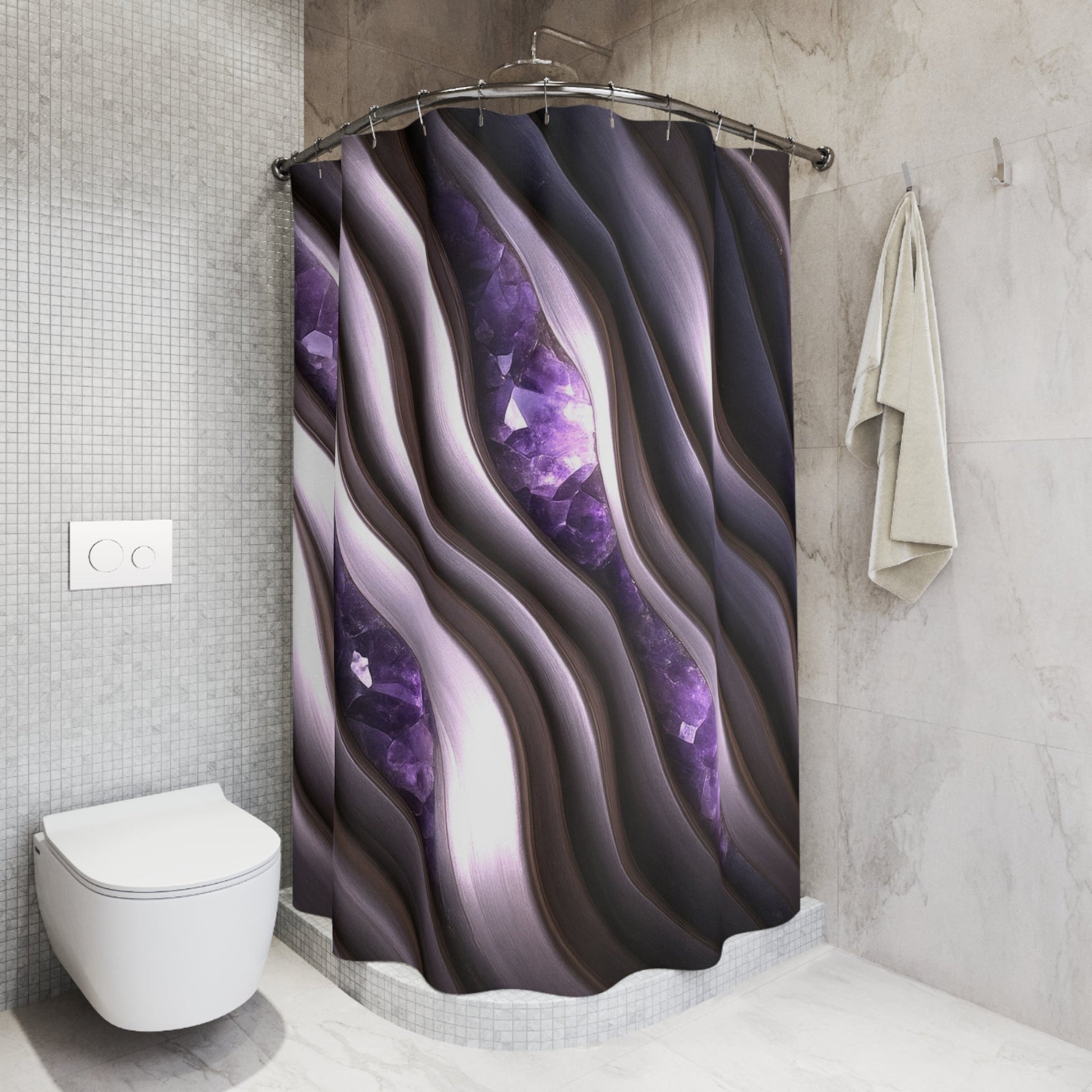 "Amethyst Emergence" Birthstones Collection Shower Curtain - Winsome Realms