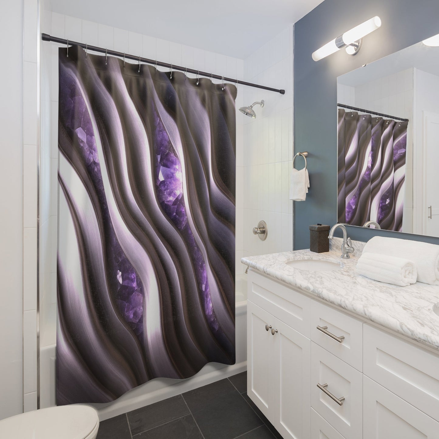 "Amethyst Emergence" Birthstones Collection Shower Curtain - Winsome Realms
