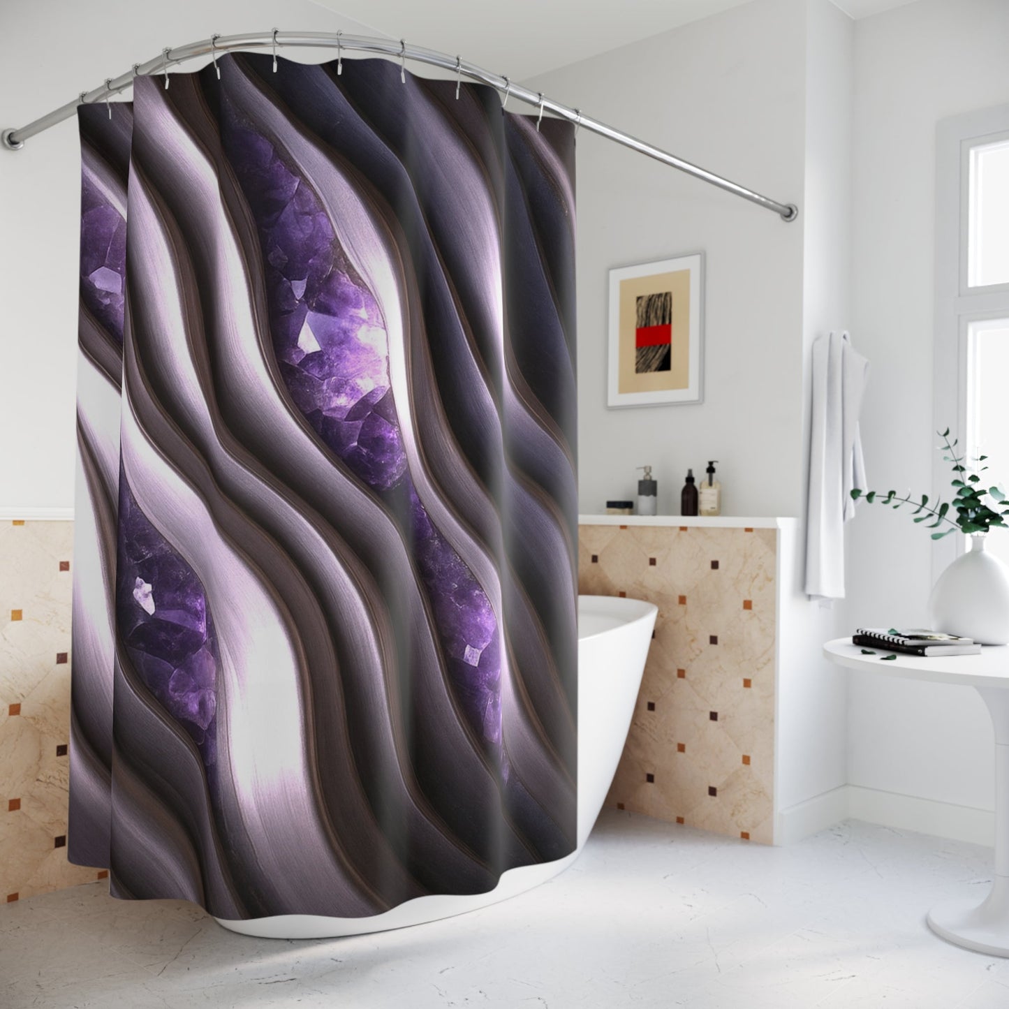 "Amethyst Emergence" Birthstones Collection Shower Curtain - Winsome Realms