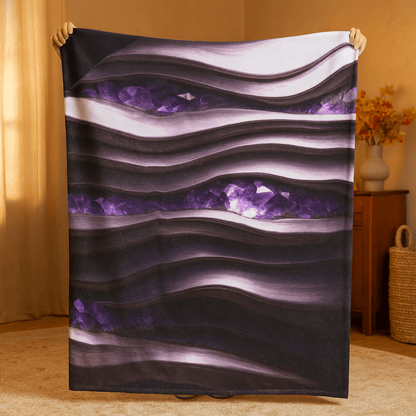 "Amethyst in Platinum Waves" Birthstones Collection Plush Blanket - Winsome Realms
